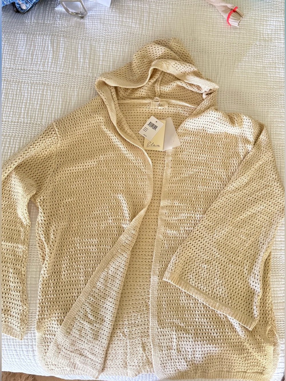 Elan swim suit coverup Open-Knit Hooded Cardigan